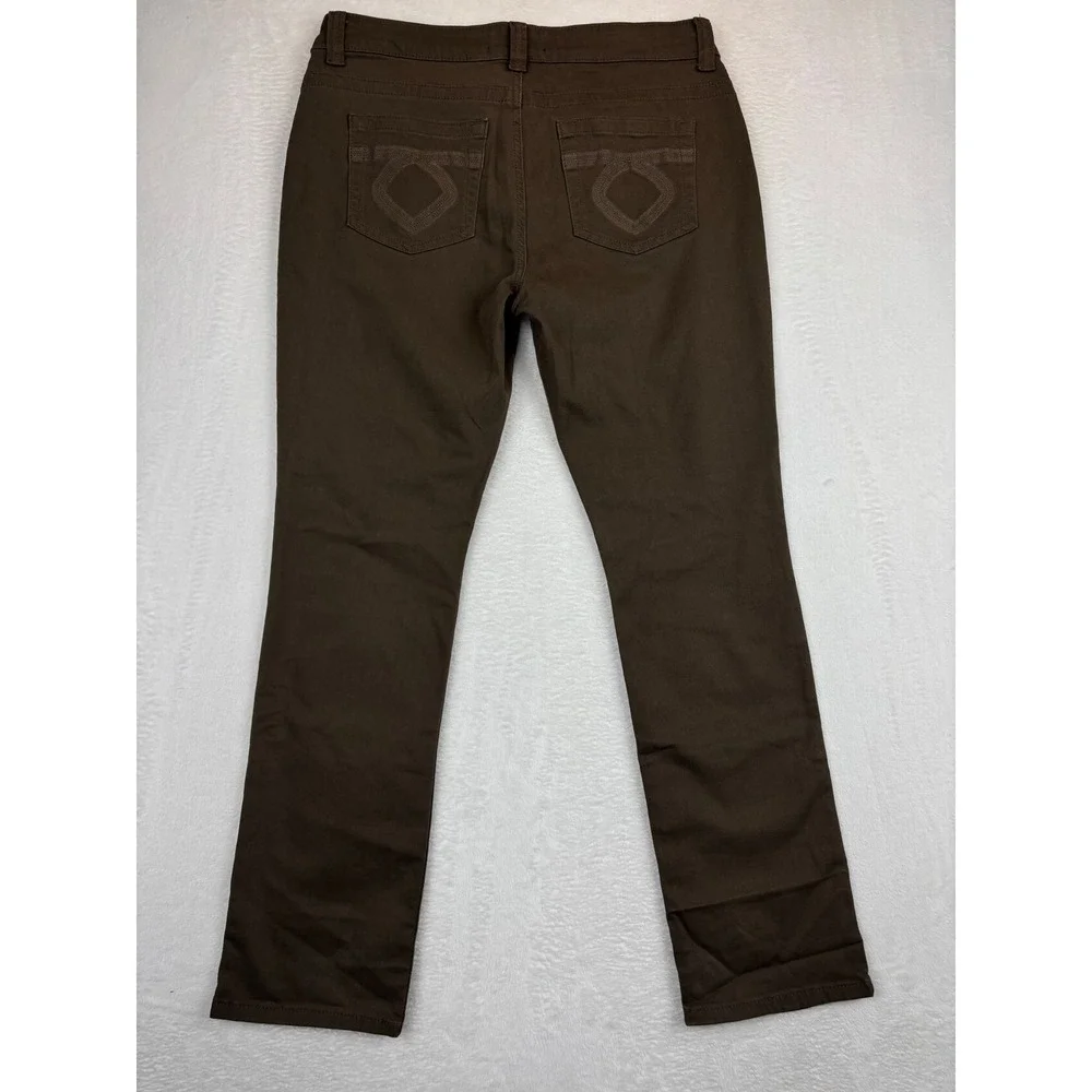 Lee Platinum Label Womens Midrise Brown BackPocket Embroidered Sz 12 Rhinestones - Picture 5 of 9